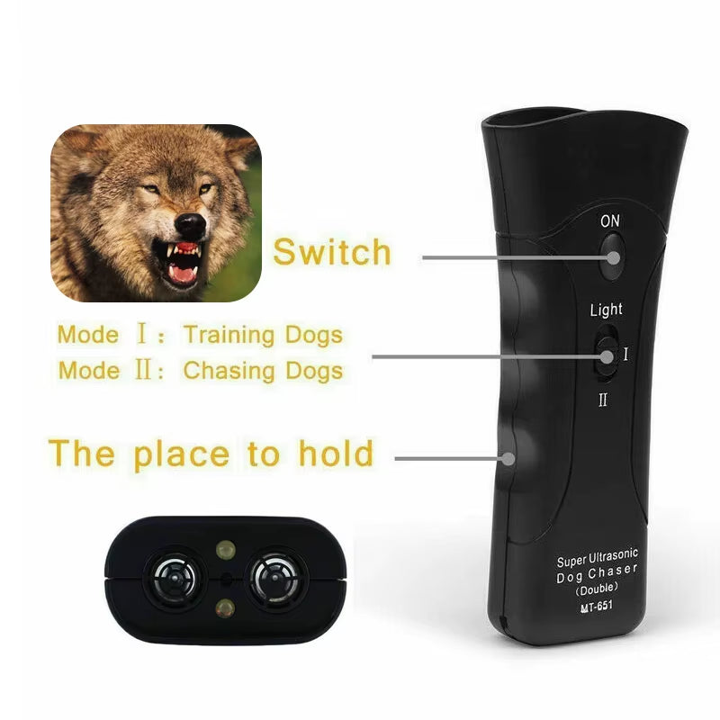 Pet Dog Ultrasonic Chaser Animal Attacks Repeller Flashlight Dog anti Barking Stop Aggressive Repeller Training Tool