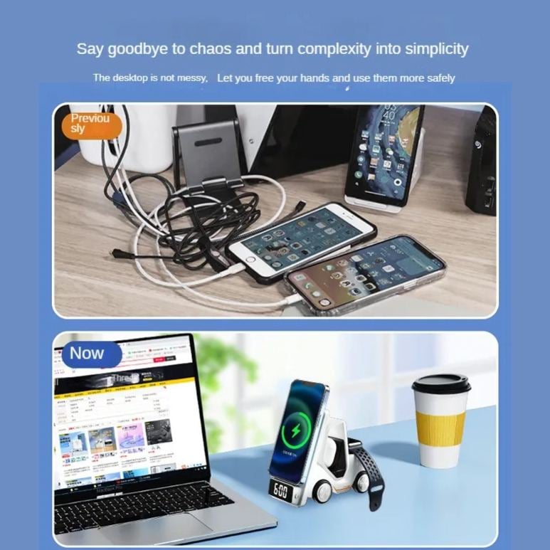 New desktop 3-in-1 wireless fast charging bracket car shape