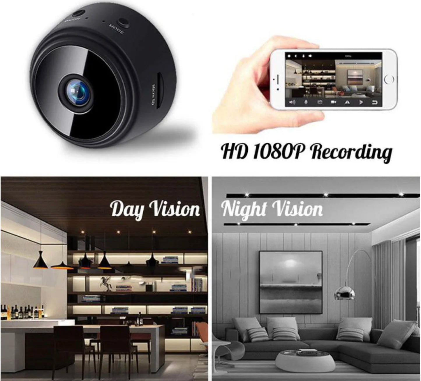 Mini WiFi HD Camera for Home Security with Night Vision