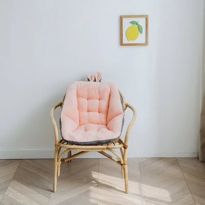 1pc Rabbit Ear Shaped Cushion Office Seat Backrest Thickened Plush Seat Cushion Super Soft Decoration Home