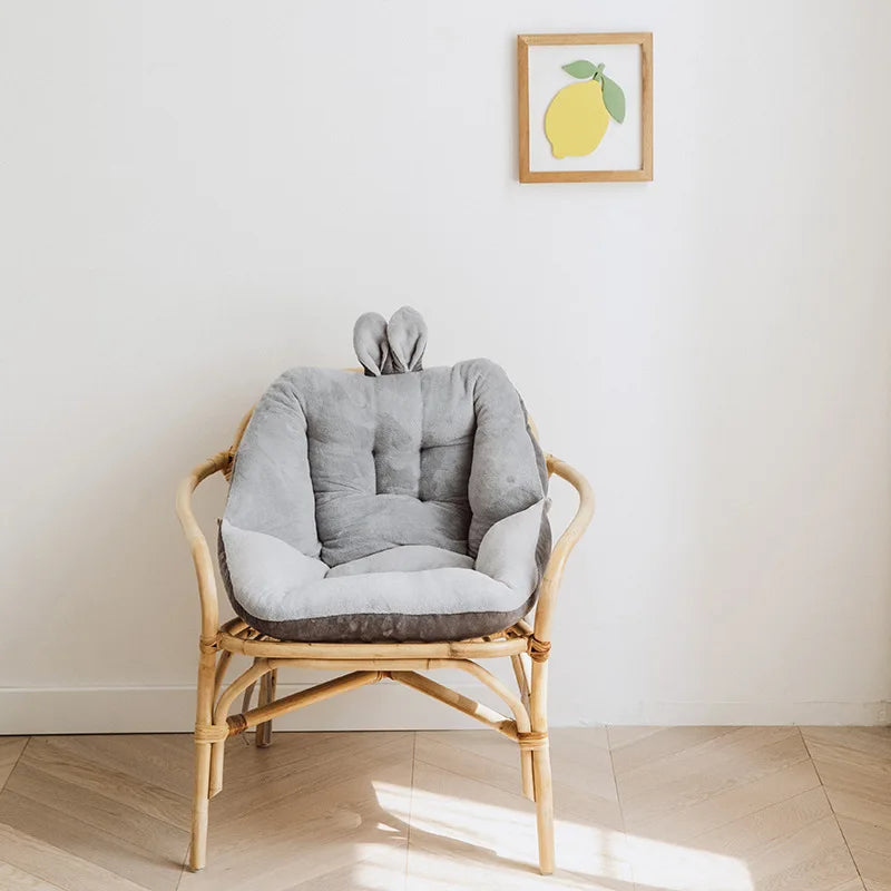 1pc Rabbit Ear Shaped Cushion Office Seat Backrest Thickened Plush Seat Cushion Super Soft Decoration Home