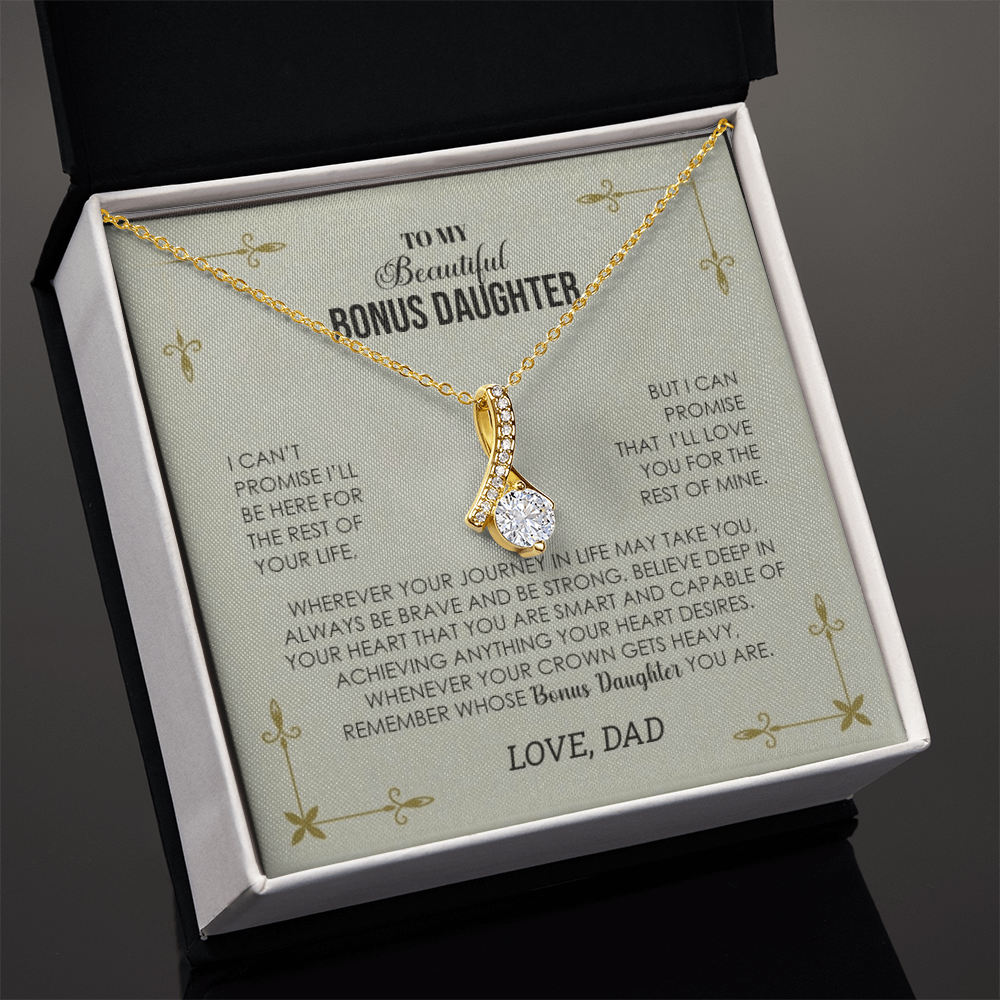 To My Bonus Daughter /  Alluring Beauty Necklace (Yellow & White Gold Variants)