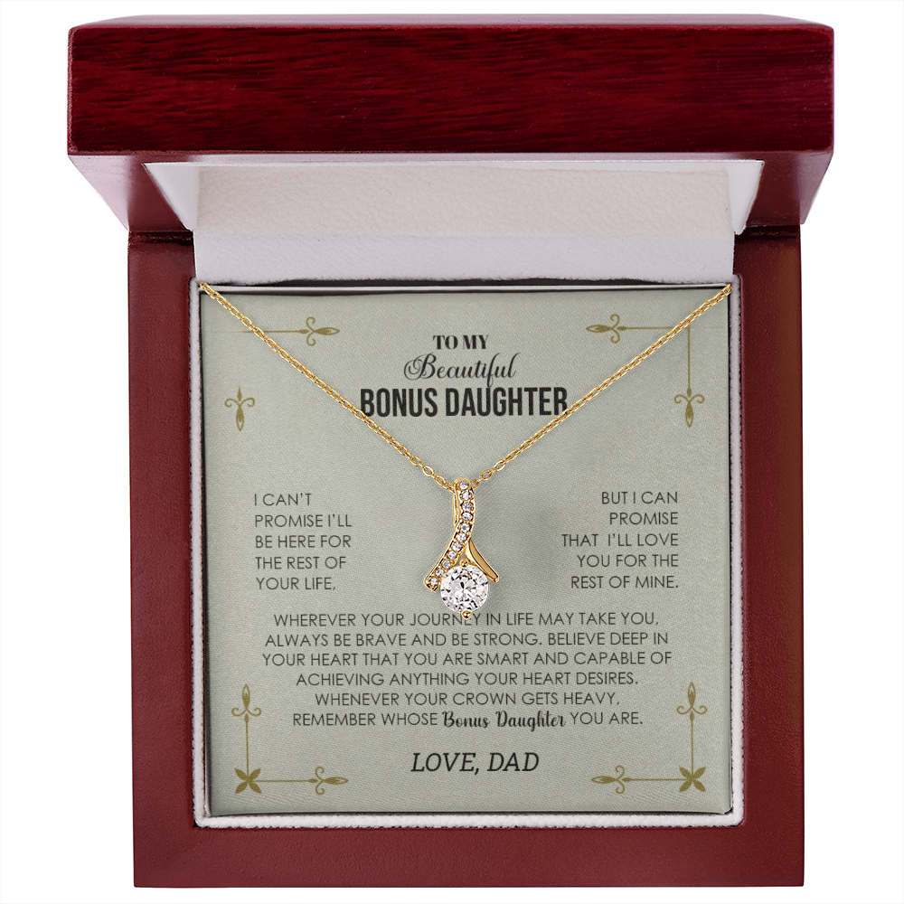To My Bonus Daughter /  Alluring Beauty Necklace (Yellow & White Gold Variants)
